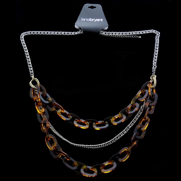 Lane Bryant Statement-Necklace Silver & Brown NWT - Picture 5 of 7